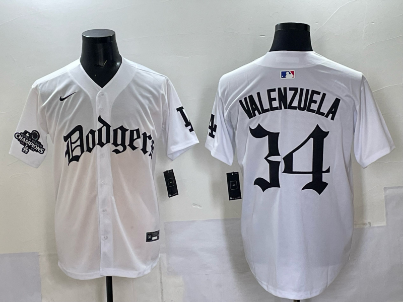 Men Los Angeles Dodgers  #34 Valenzuela white Nike 2025 MLB jersey 006->los angeles dodgers->MLB Jersey